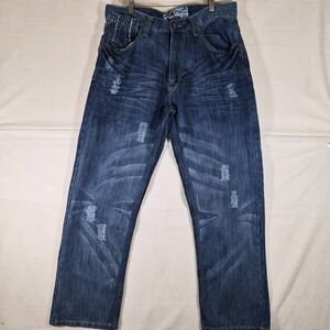 Y2k Evolution In Design Jeans Mens 36x32 Distressed Whiskered Y2K‎ Heavy...